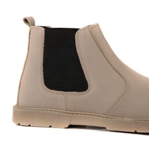 Men's Beige Leather Chelsea Boots Light Grey Slipon