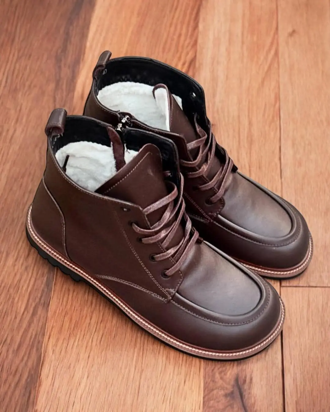 Brown Leather Winter Boots Handmade Anatomical Ankle Boots