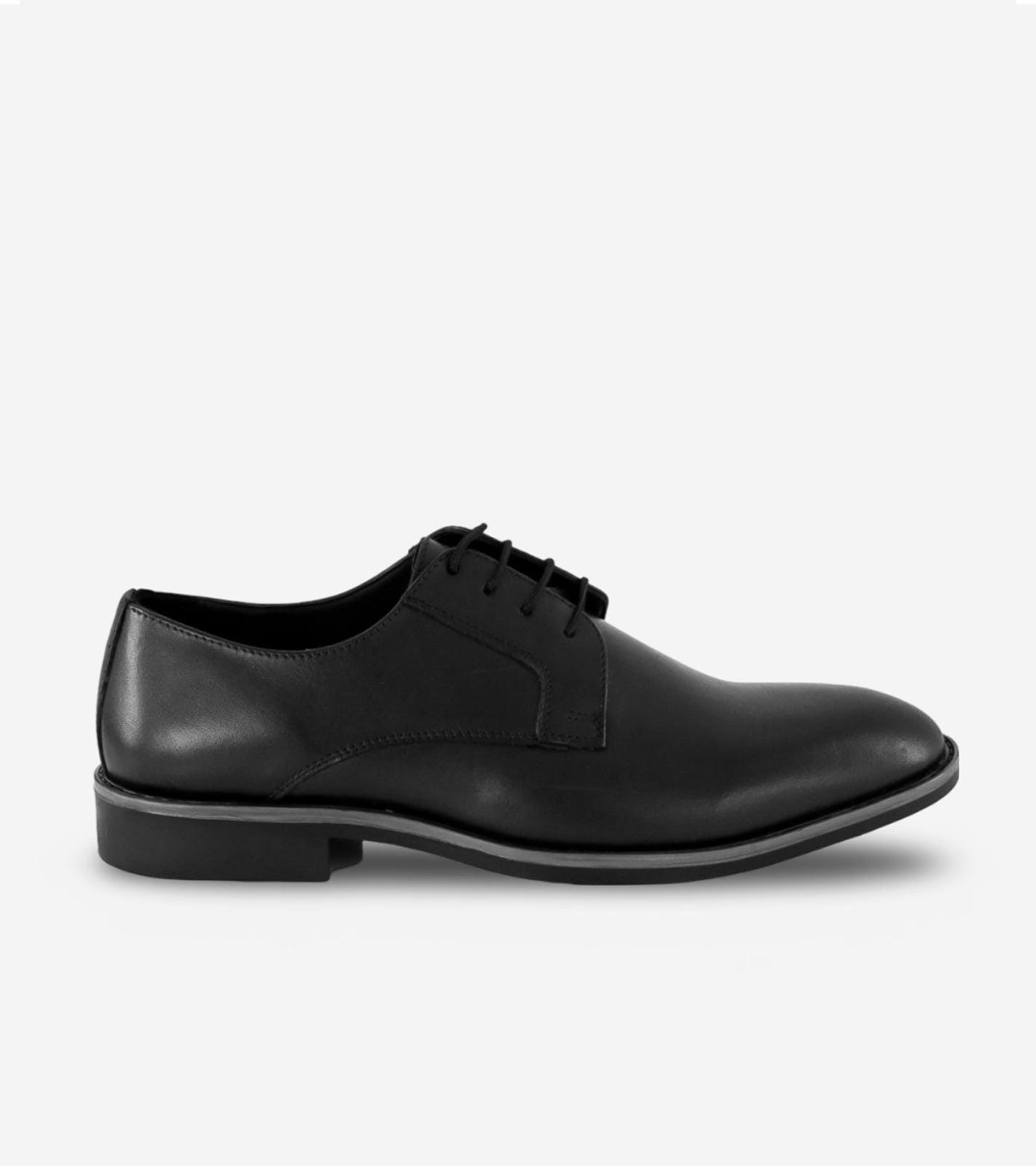 Men's Black Leather Laceup Derby Shoe With Bella